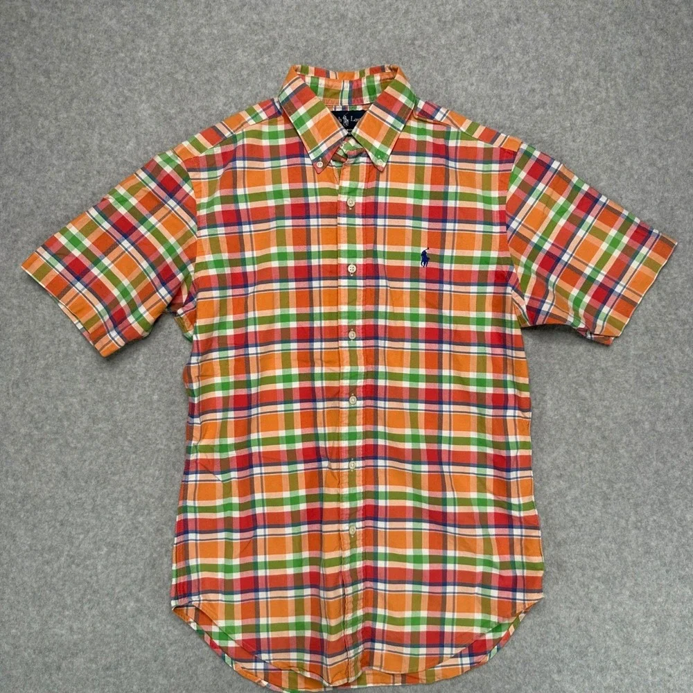 Polo Ralph Lauren Mens Small Classic Fit Plaid Short Sleeve Button Down Shirt